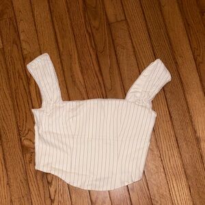 Wild Fable Cream Striped Crop Top